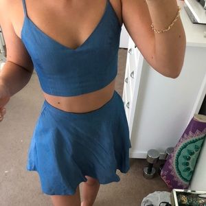 blue chambray two piece dress